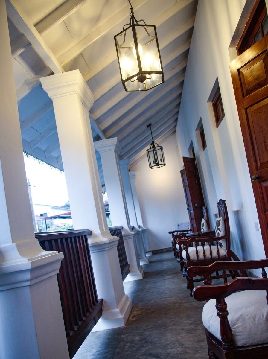 Upper verandah with hanging lanterns